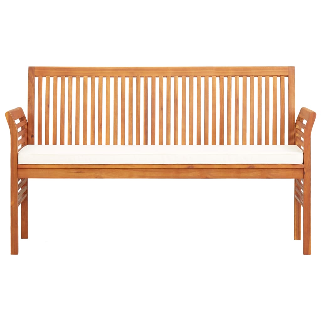 3-seater garden bench with cushions 150 cm solid acacia wood