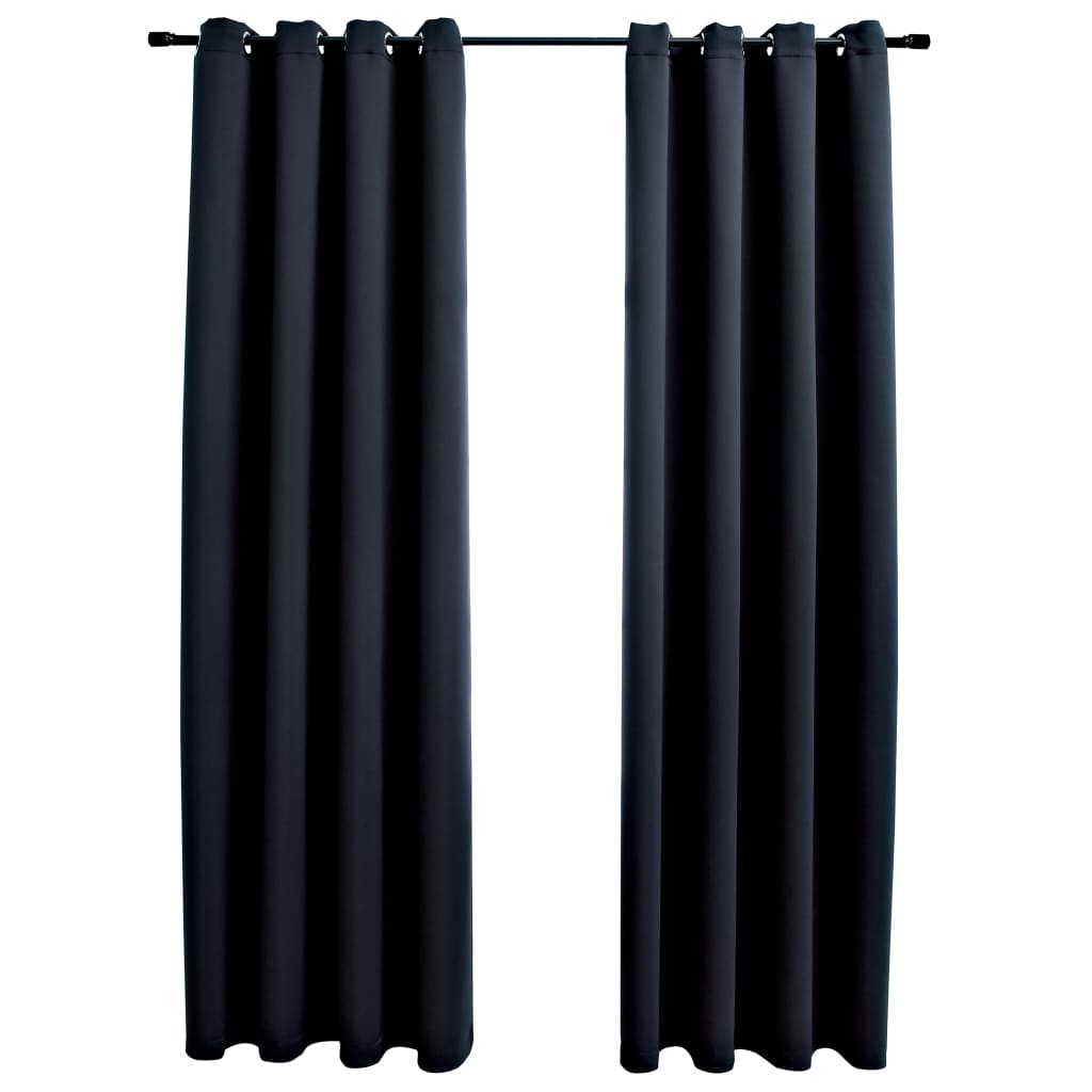 Blackout curtains with metal eyelets 2 pcs. Black 140x245 cm
