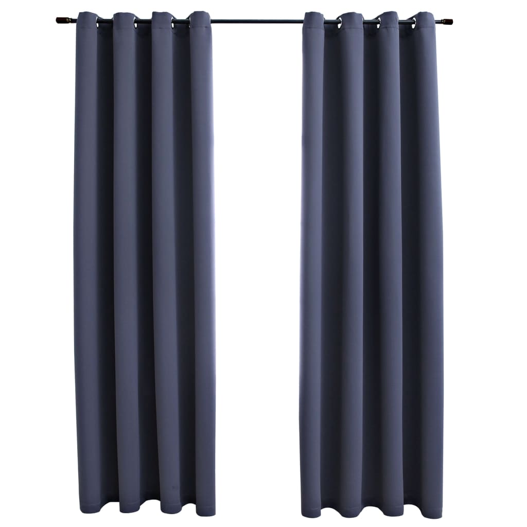 Blackout curtains with metal eyelets 2 pieces anthracite 140x245cm