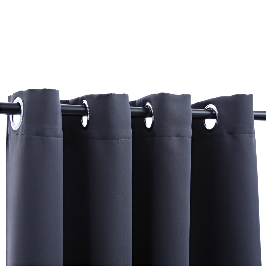 Blackout curtains with metal eyelets 2 pieces anthracite 140x245cm