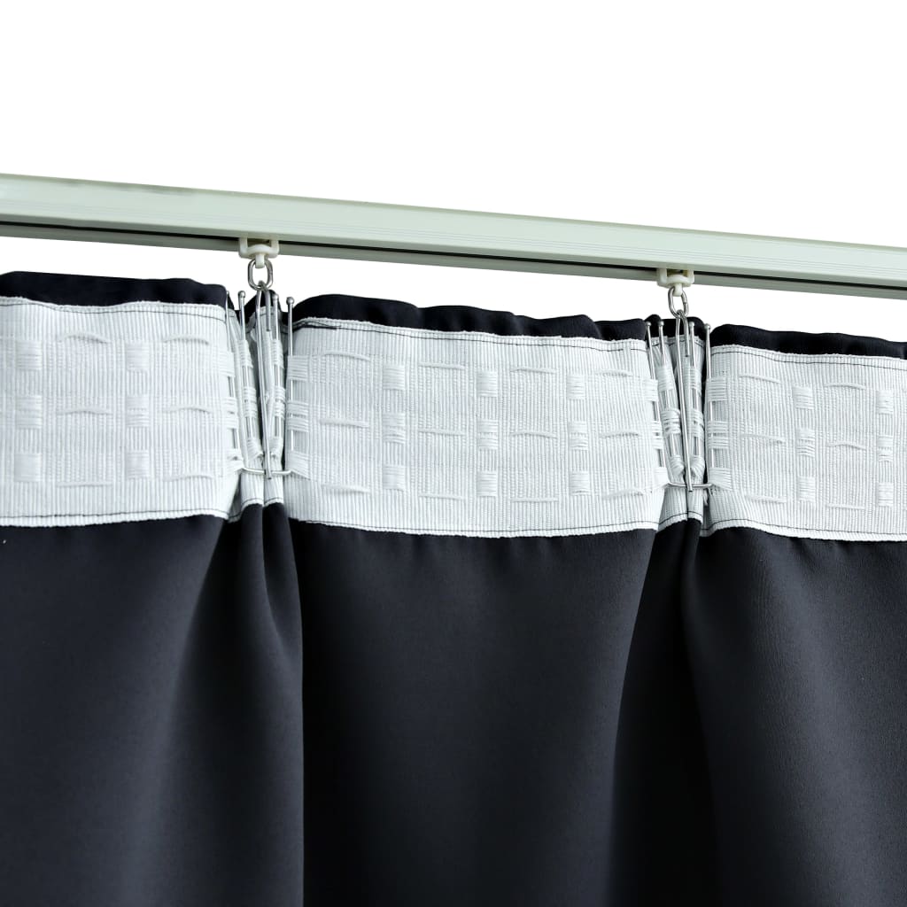 Blackout curtain with hooks anthracite 290 x 245 cm