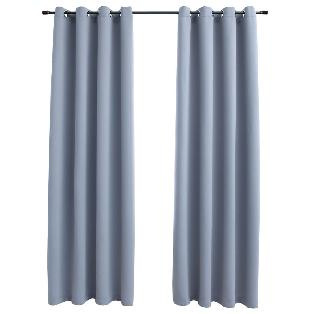 Blackout curtains with metal eyelets 2 pieces. Gray 140x225cm