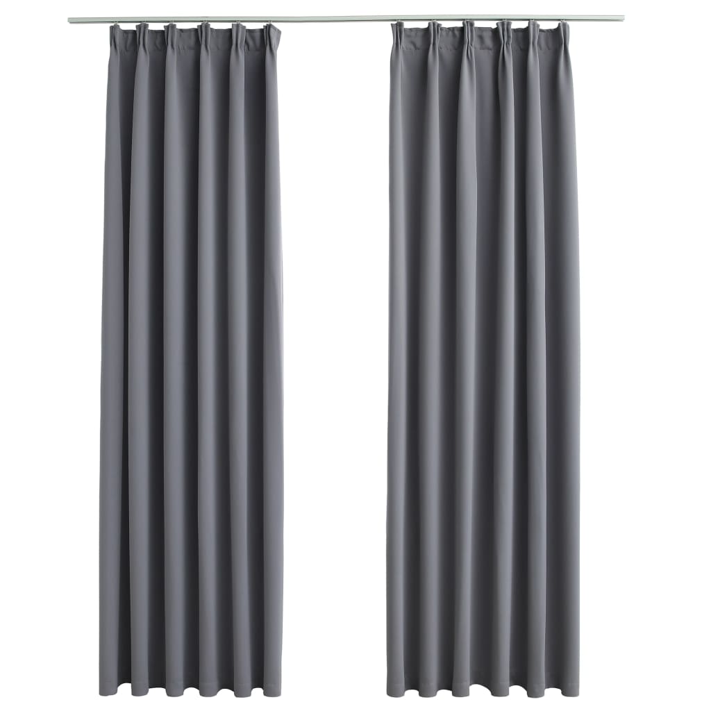 Blackout curtains with hooks 2 pcs. Gray 140x245cm