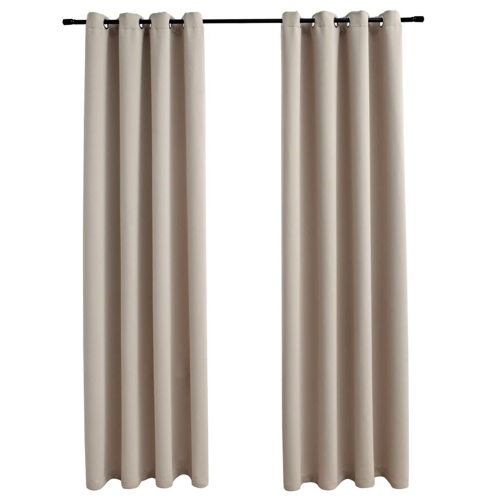 Blackout curtains with metal eyelets 2 pieces. Beige 140x225 cm