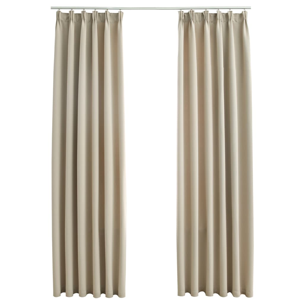 Blackout curtains with hooks 2 pieces. Beige 140x175cm