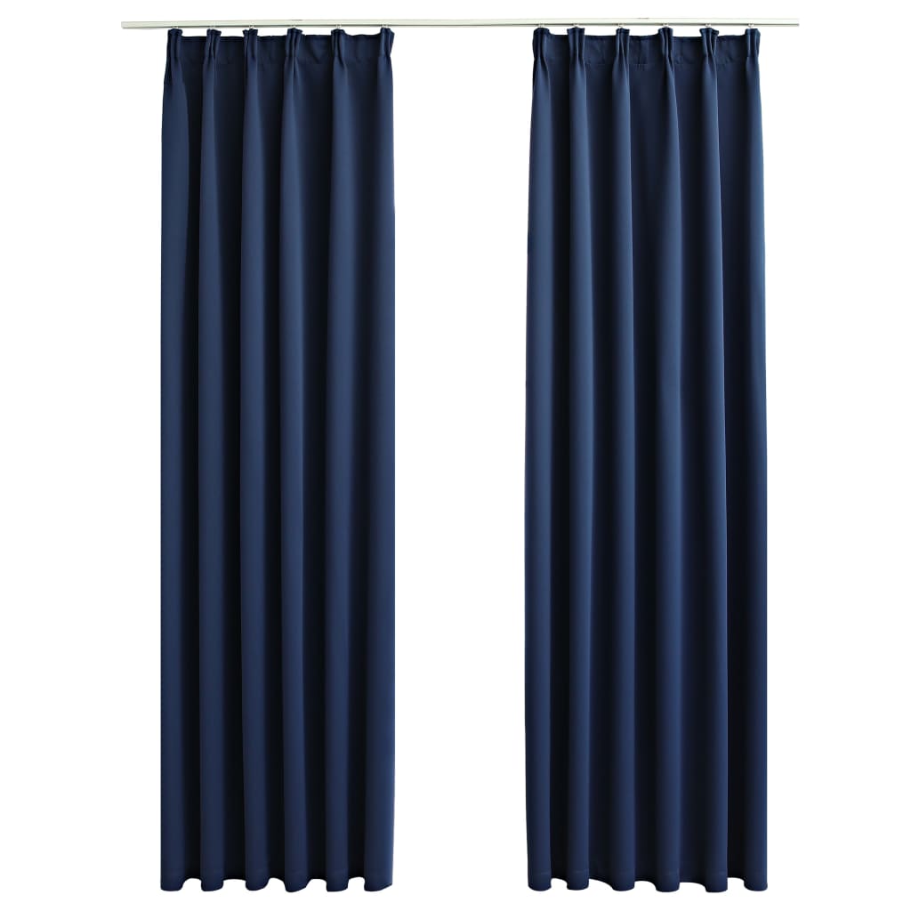 Blackout curtains with hooks 2 pcs. Blue 140x245cm