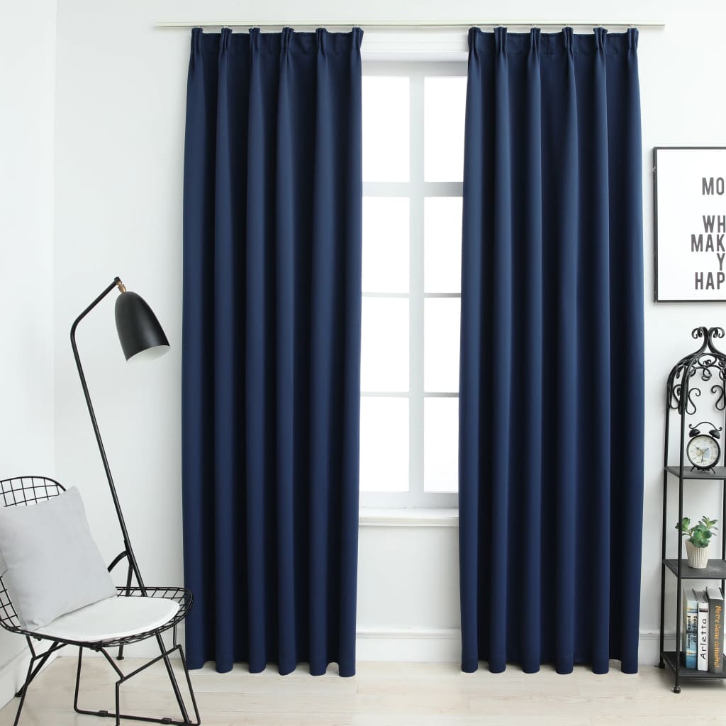 Blackout curtains with hooks 2 pcs. Blue 140x245cm