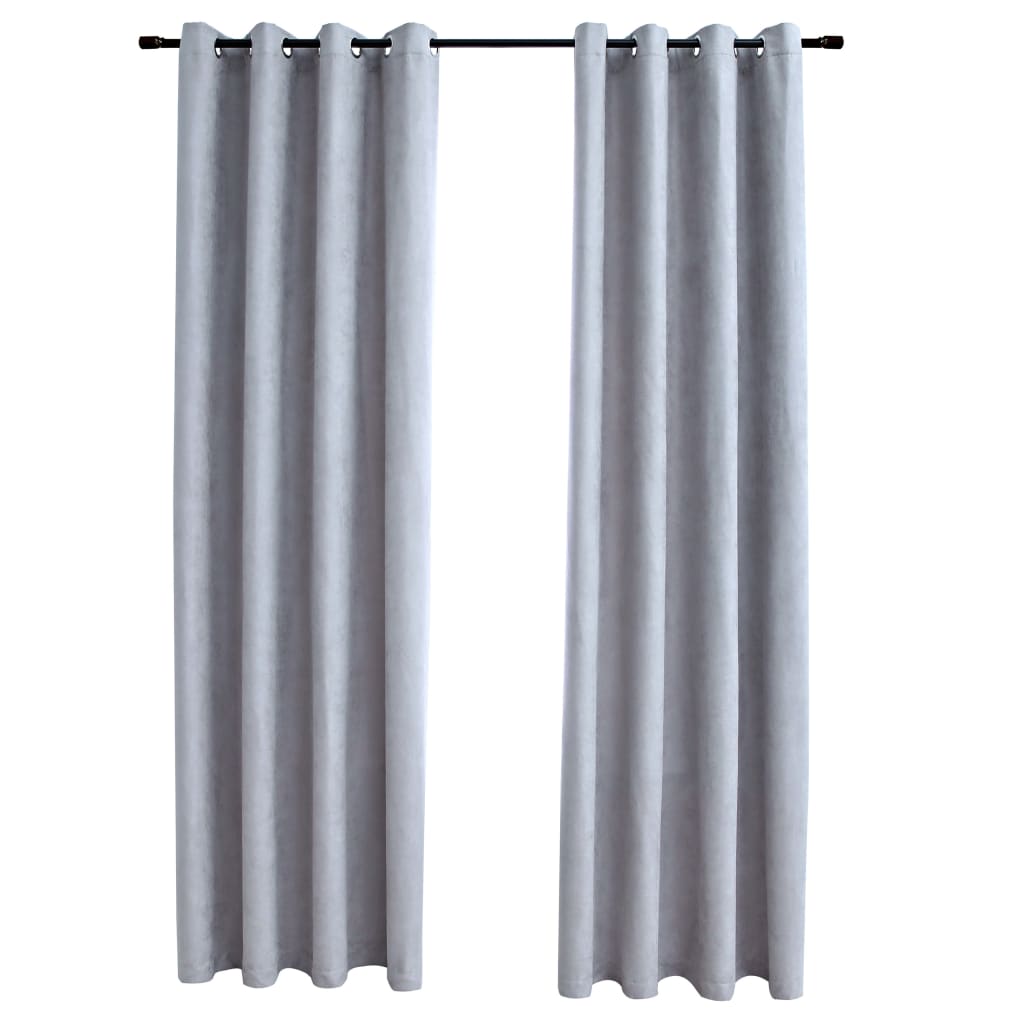 Blackout curtains with metal eyelets 2 pieces gray 140x245cm