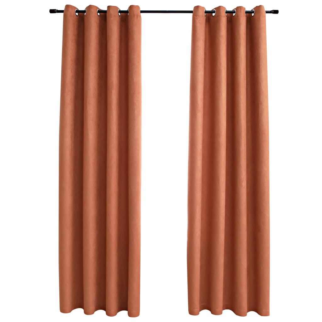 Blackout curtains with metal eyelets 2 pieces. Rust brown 140x225cm