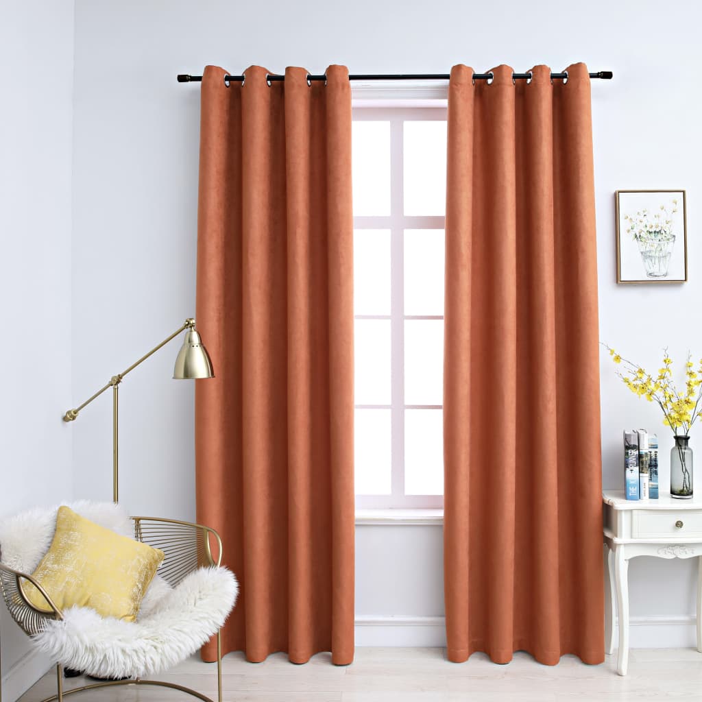 Blackout curtains with metal eyelets 2 pieces. Rust brown 140x225cm