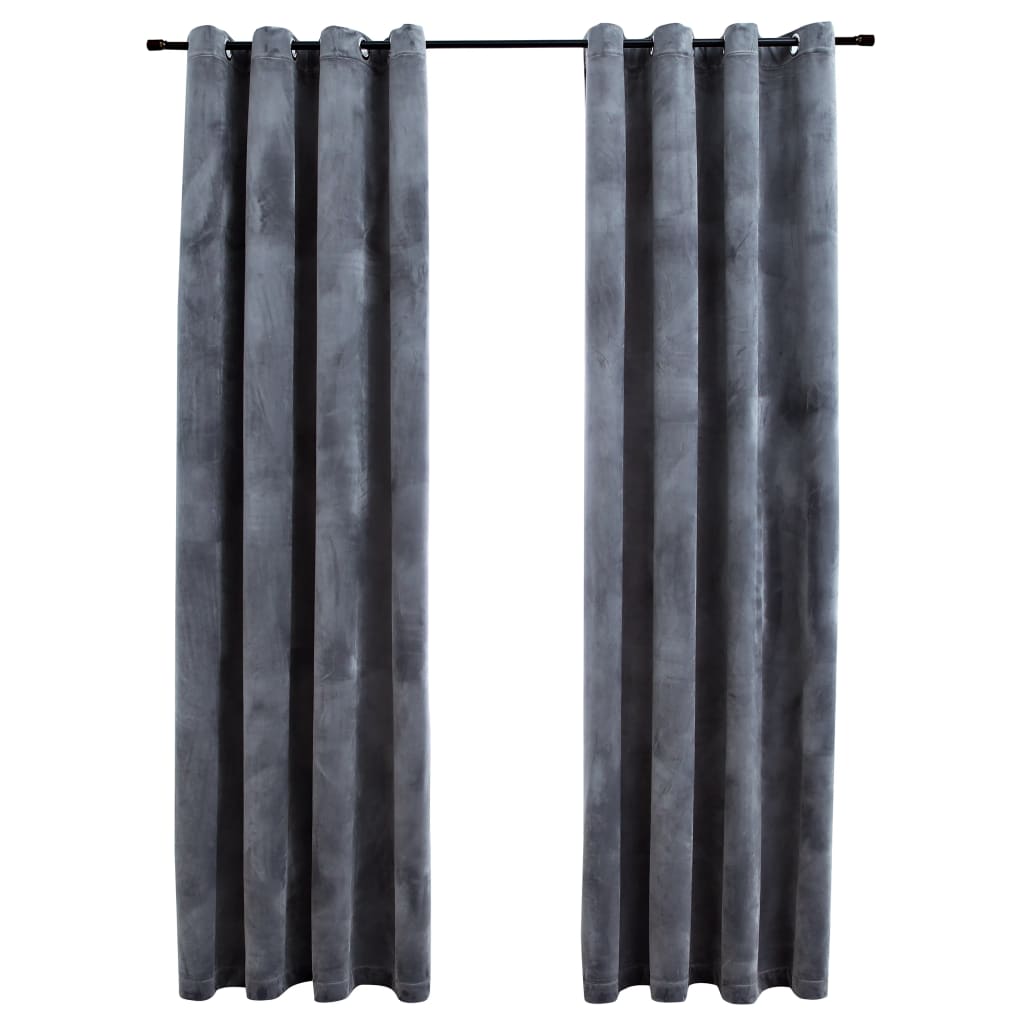 Blackout curtains with eyelets 2 pieces velvet anthracite 140x175 cm