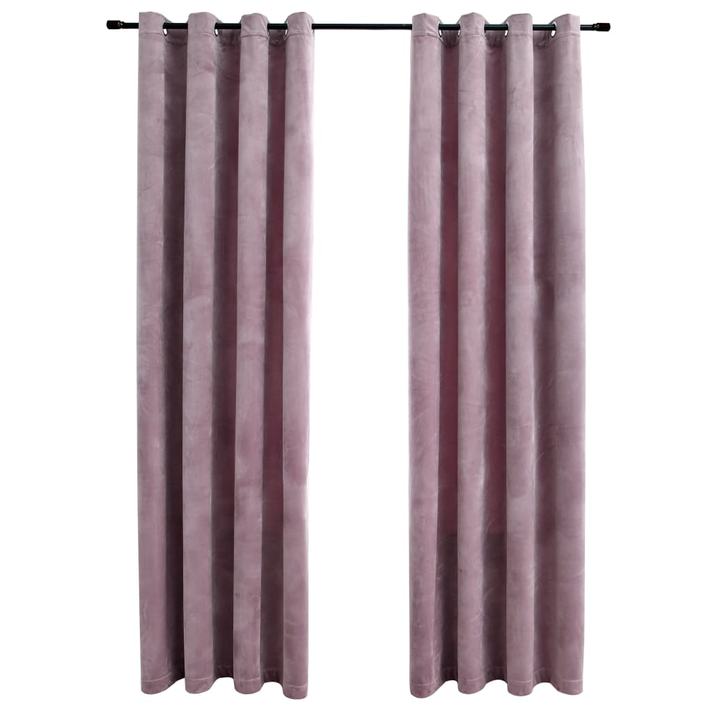 Blackout curtains with eyelets 2 pieces velvet antique pink 140x225cm