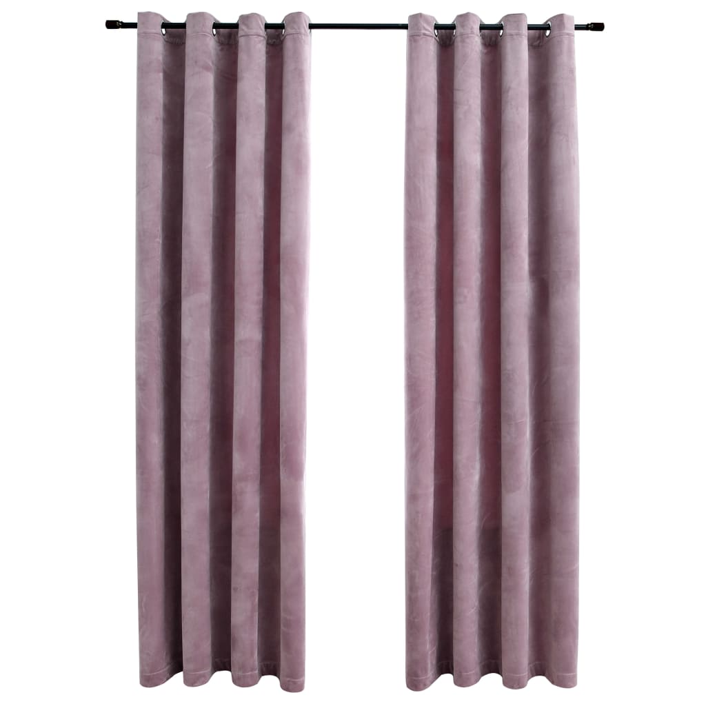 Blackout curtains with eyelets 2 pieces velvet antique pink 140x245cm
