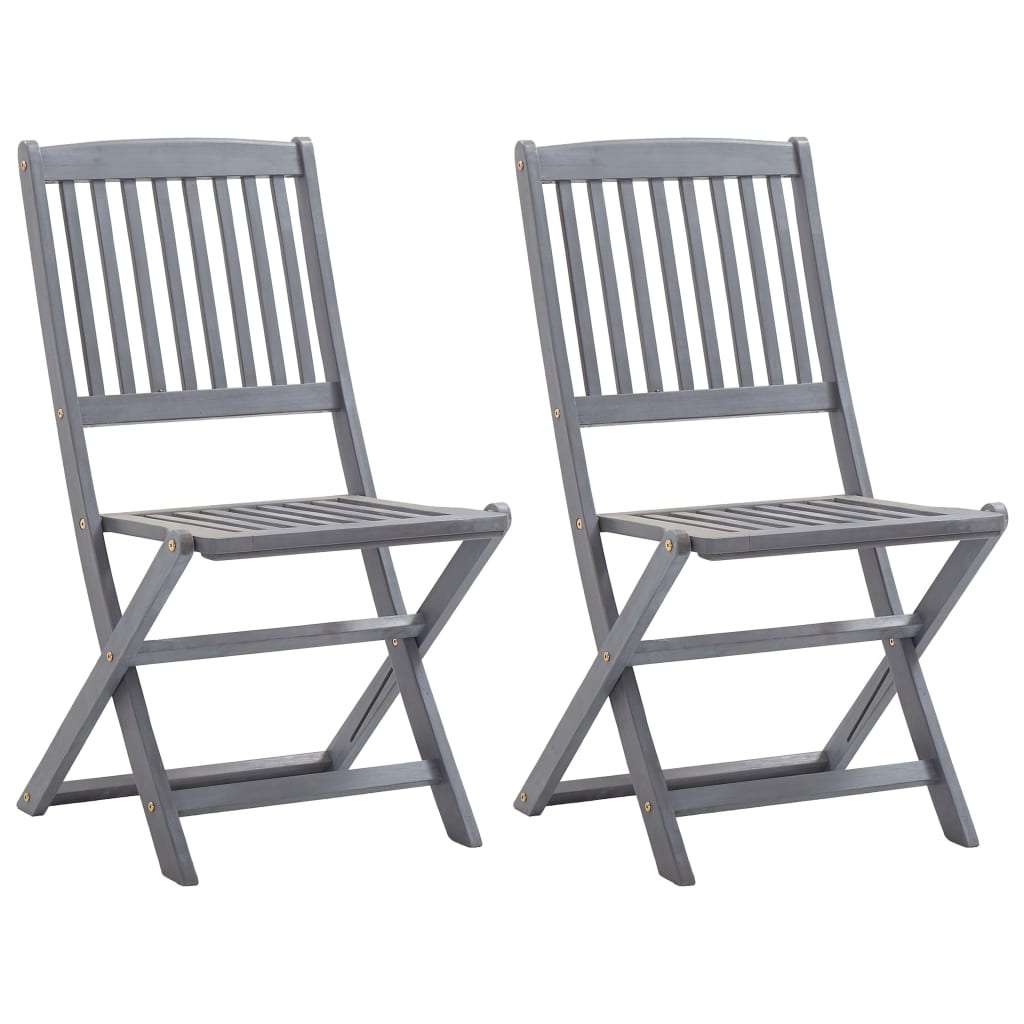 Folding garden chairs 2 pcs. Solid acacia wood