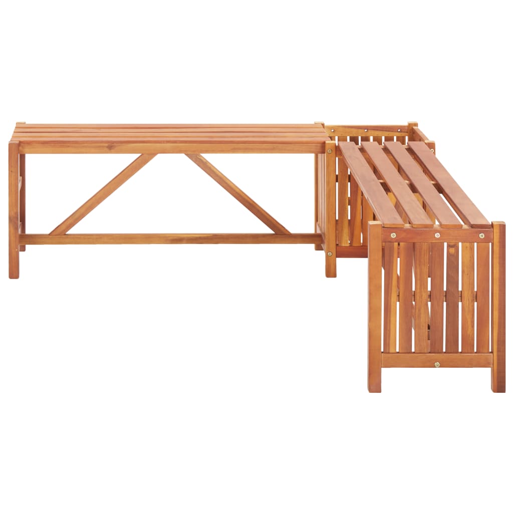 Garden corner bench with plant pot 117×117×40 cm solid acacia wood