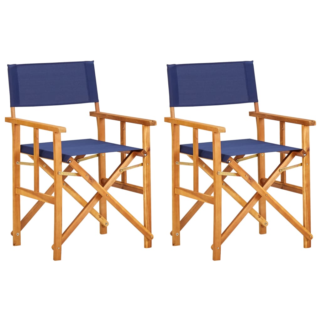 Director's chairs 2 pcs. Solid blue acacia wood