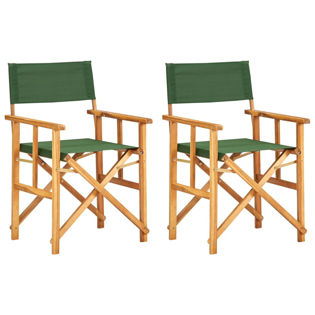 Director's Chairs 2 pcs. Solid Acacia Green Wood