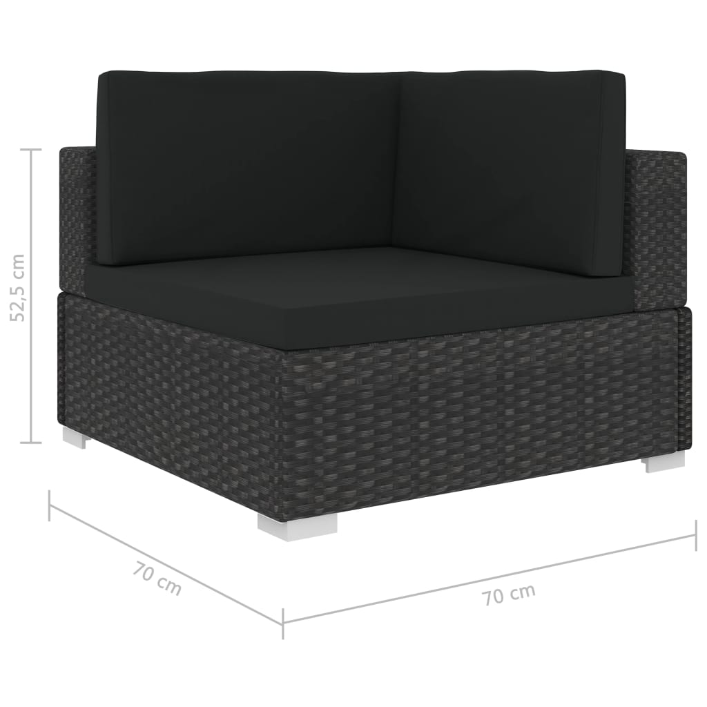 6 pcs. Garden lounge set with cushions poly rattan black