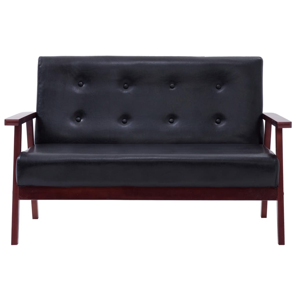 2 pcs. Sofa set black faux leather