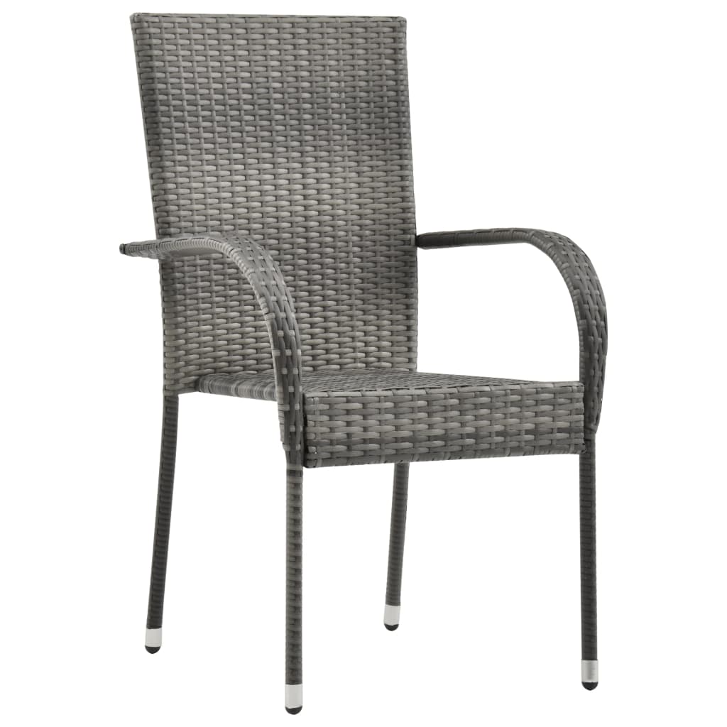 Garden chairs stackable 2 pieces. Gray poly rattan