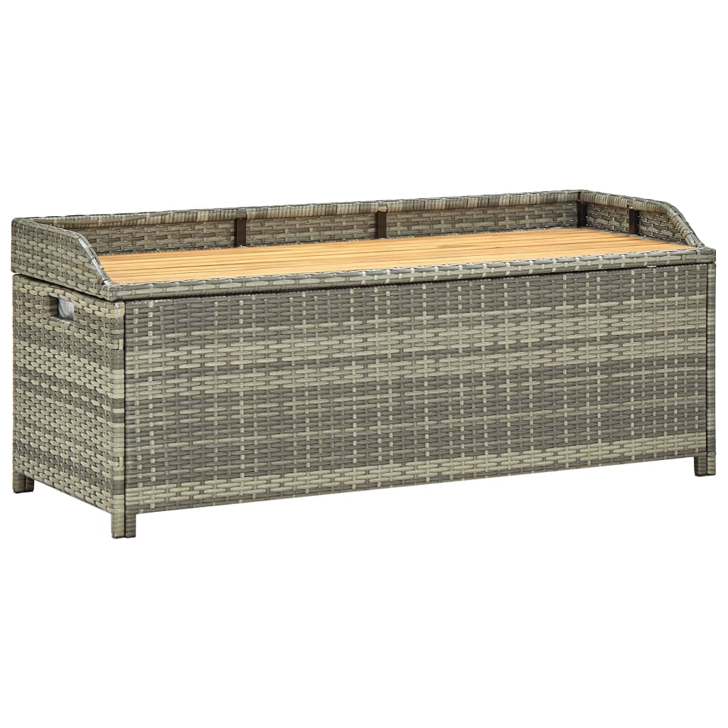 Garden bench with storage space 120 cm poly rattan gray