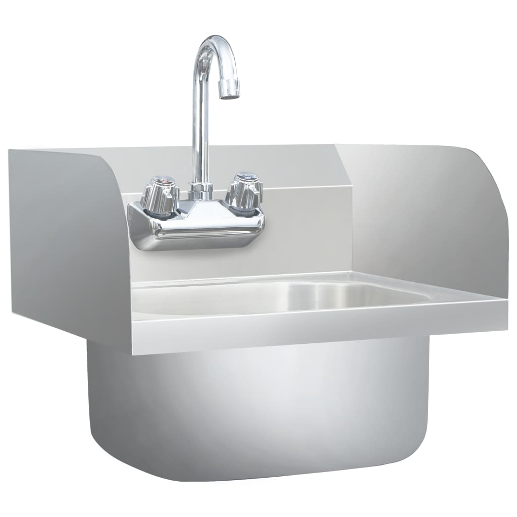 Gastro hand basin with stainless steel tap