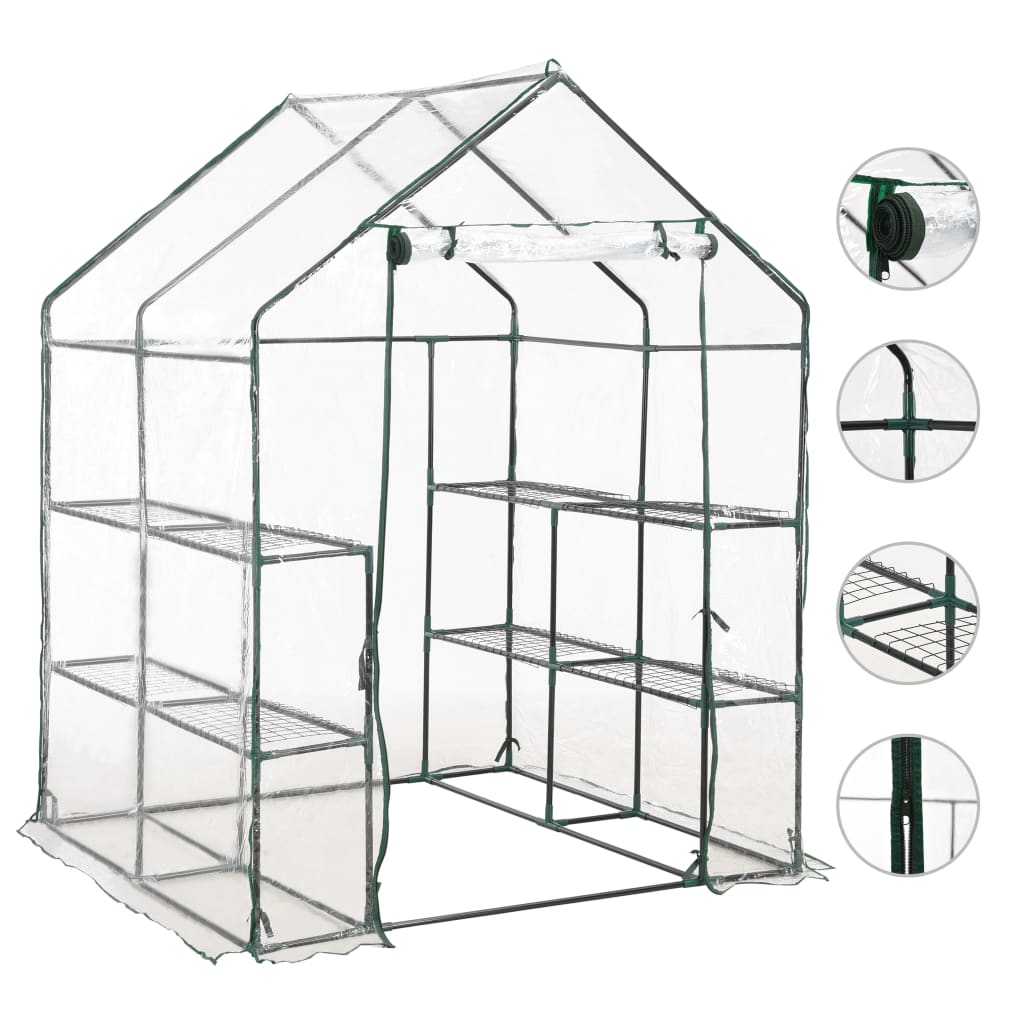 Greenhouse with 8 shelves 143 x 143 x 195 cm