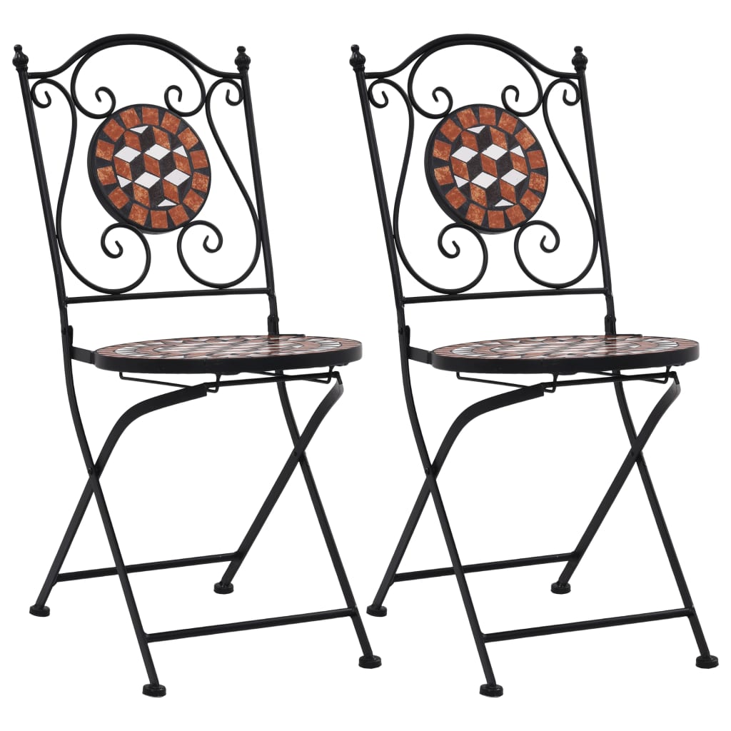 Mosaic bistro chairs 2 pcs. Brown ceramic