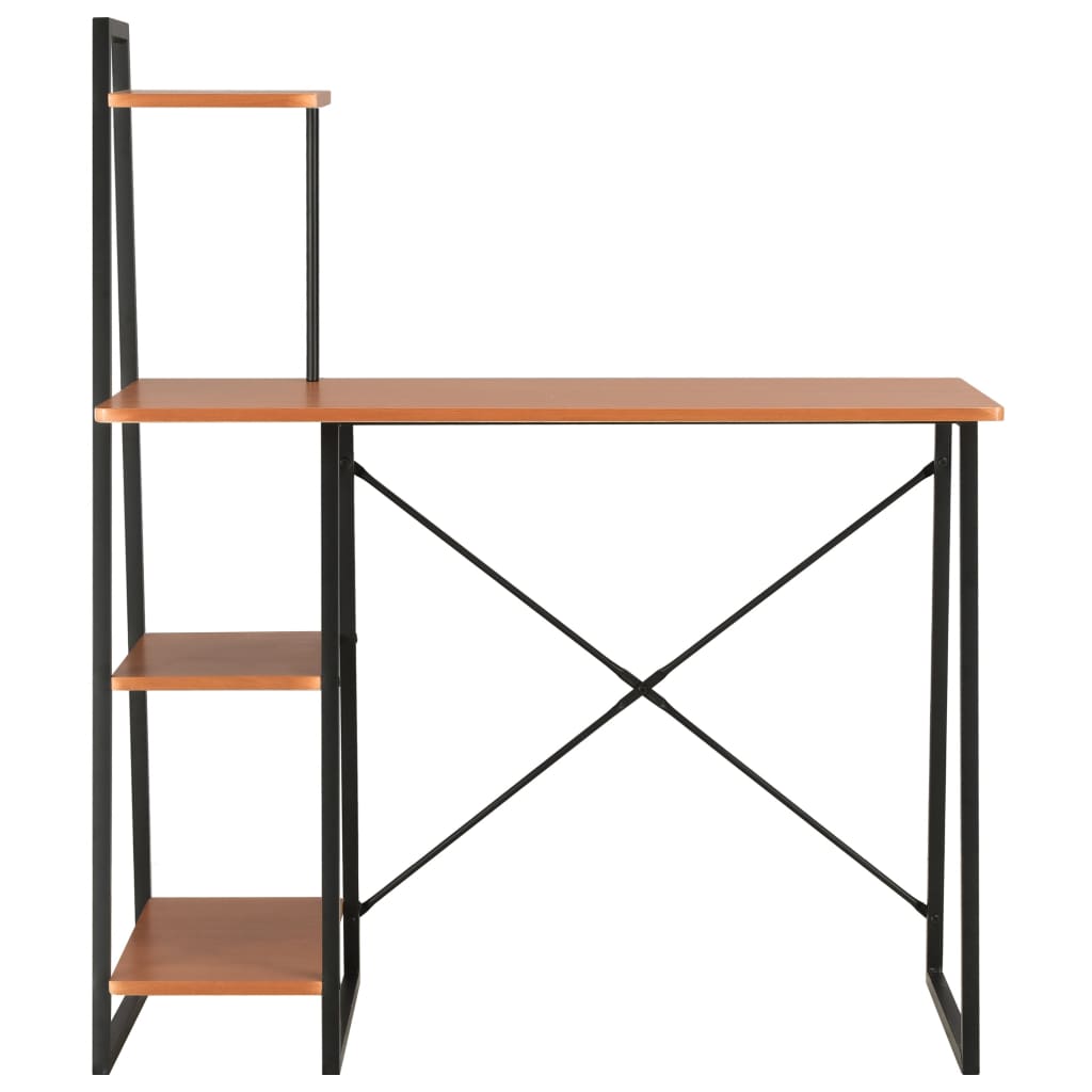 Schreibtisch mit Regaleinheit Schwarz und Eiche 102×50×117 cm