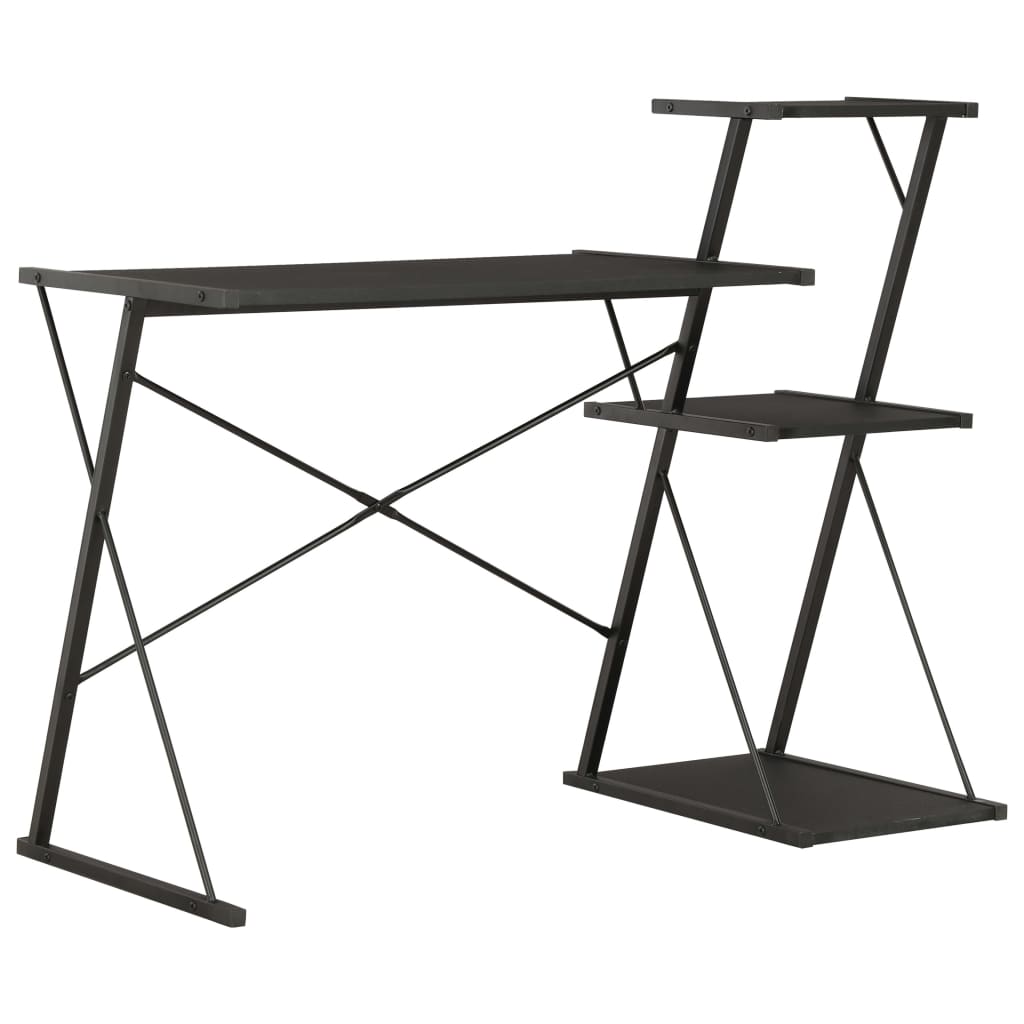 Desk with shelf black 116×50×93 cm