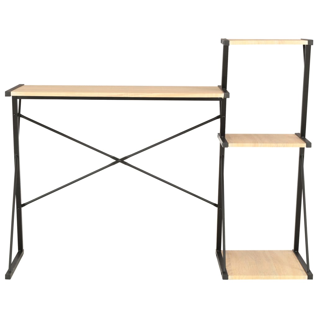 Desk with shelf black and oak 116×50×93 cm