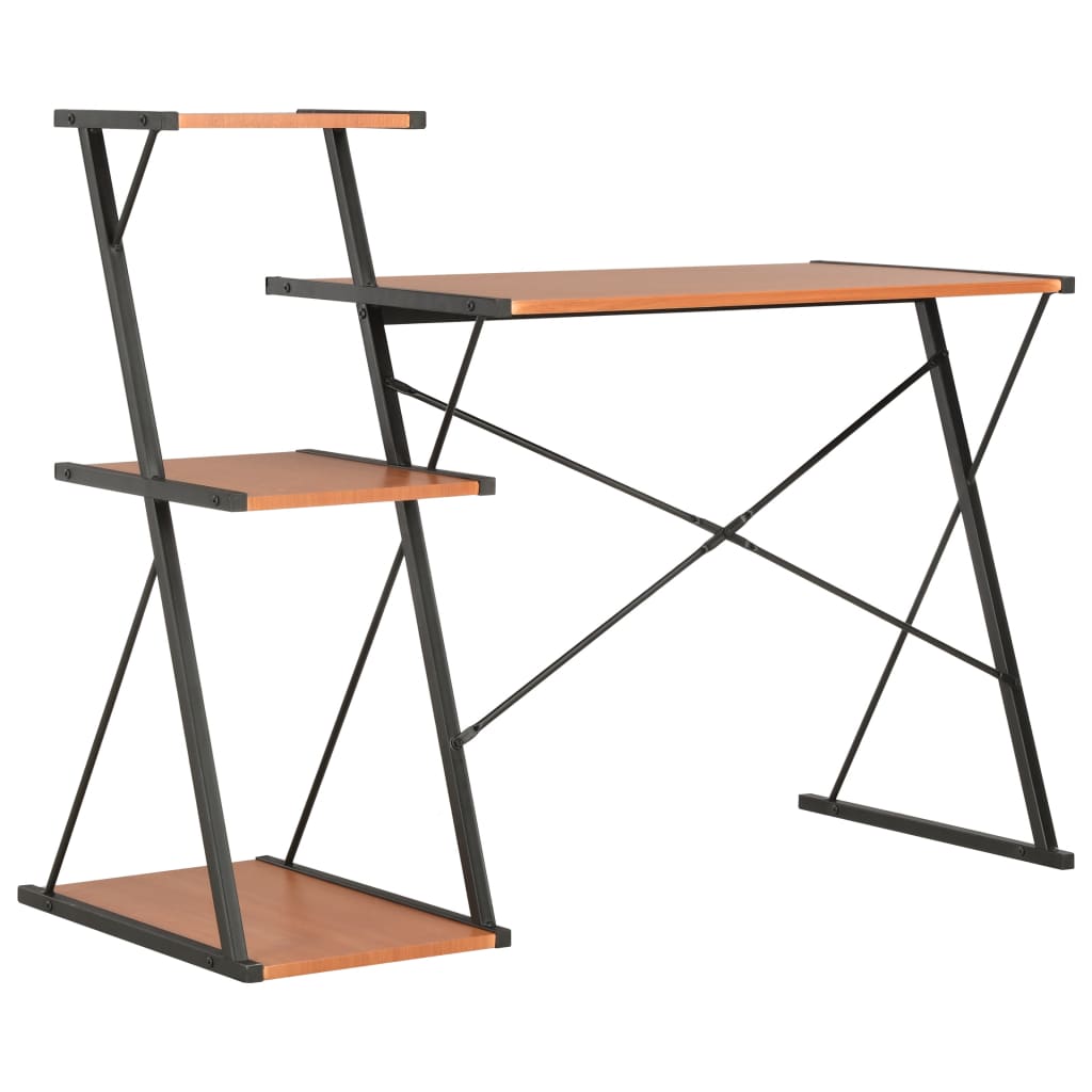 Desk with shelf black and brown 116×50×93 cm