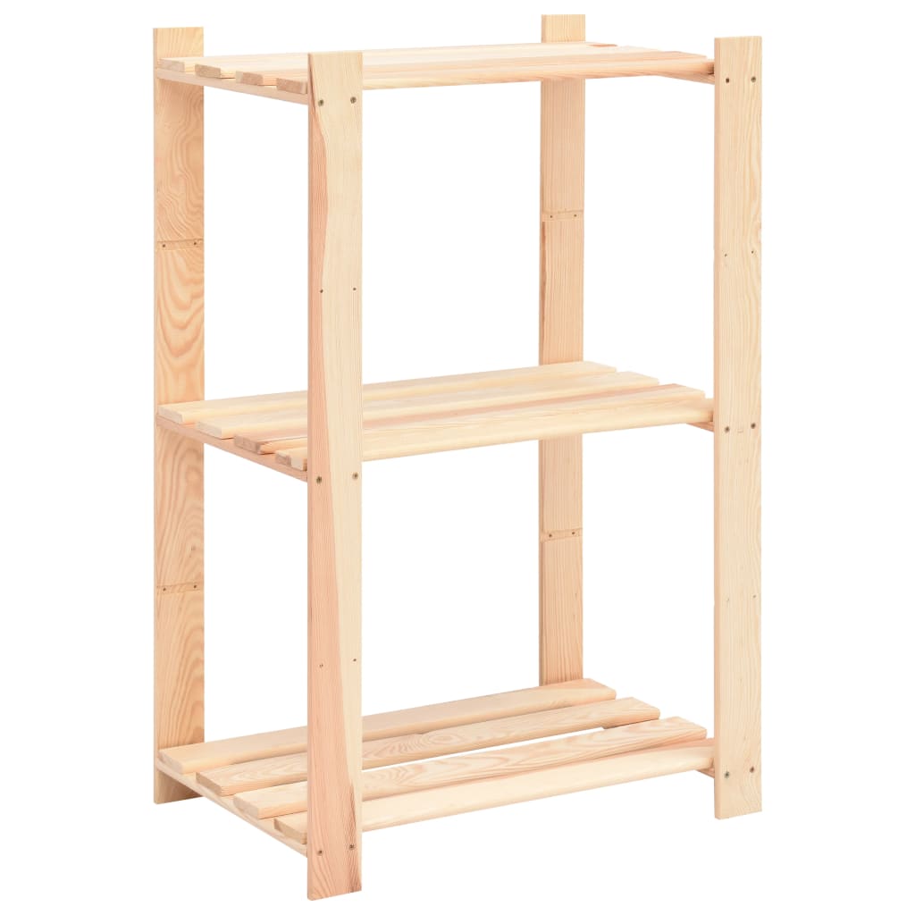 Storage rack with 3 shelves 60×38×90 cm solid pine wood 150 kg