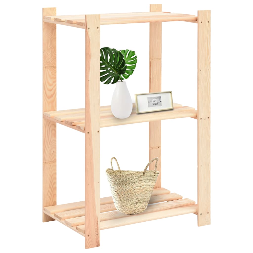 Storage rack with 3 shelves 60×38×90 cm solid pine wood 150 kg