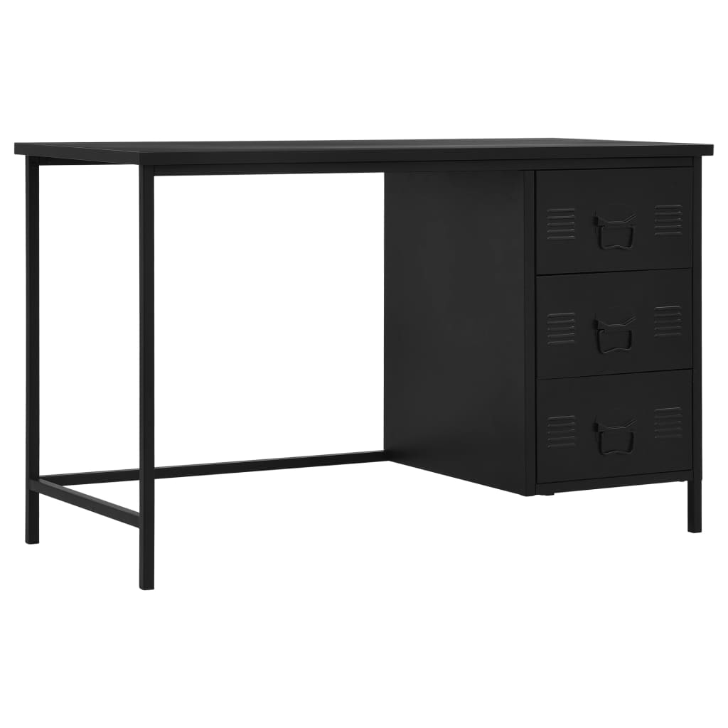 Desk Drawers Industrial Black 120x55x75cm Steel
