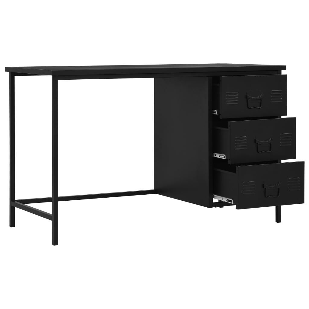 Desk Drawers Industrial Black 120x55x75cm Steel