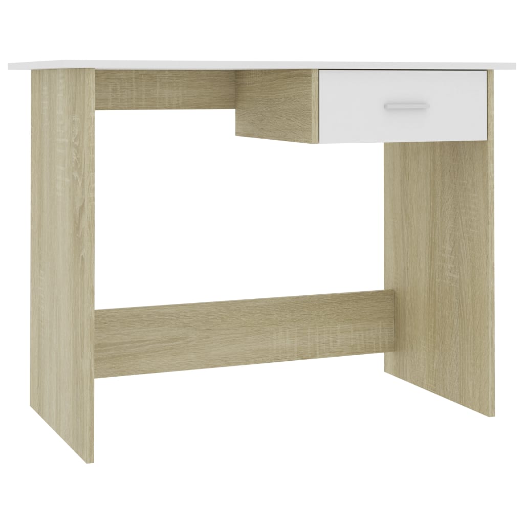 Schreibtisch Weiß Sonoma-Eiche 100x50x76 cm Holzwerkstoff