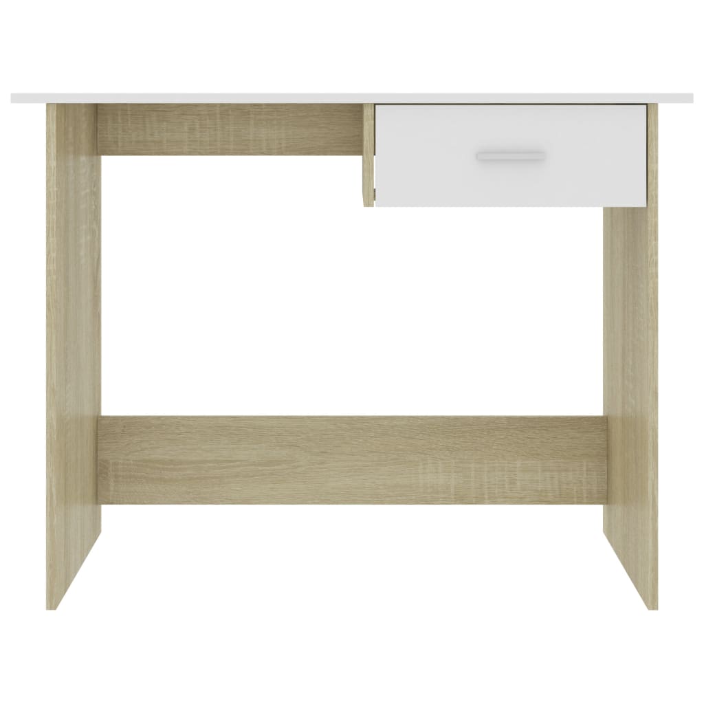 Schreibtisch Weiß Sonoma-Eiche 100x50x76 cm Holzwerkstoff