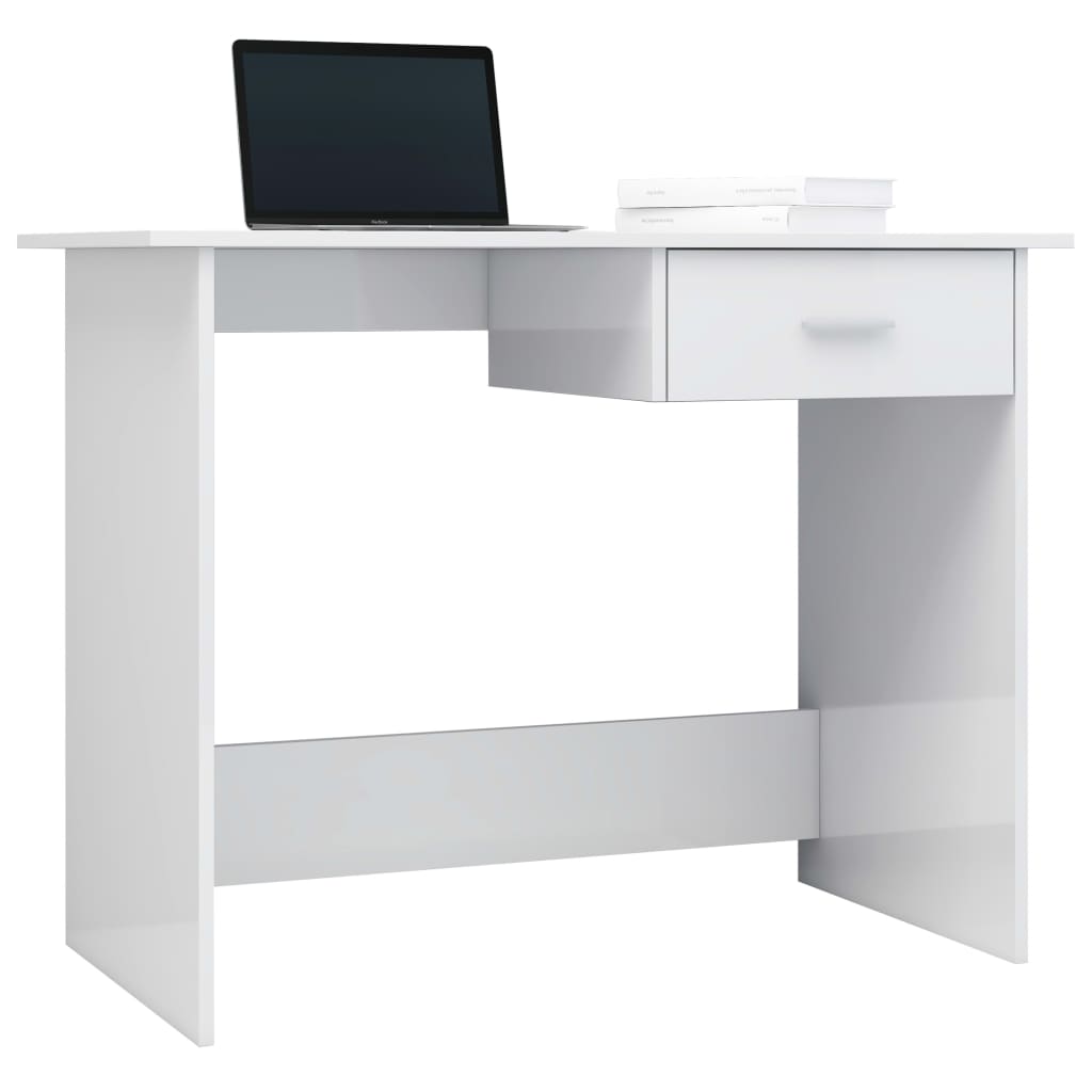 Desk high-gloss white 100×50×76 cm wood material