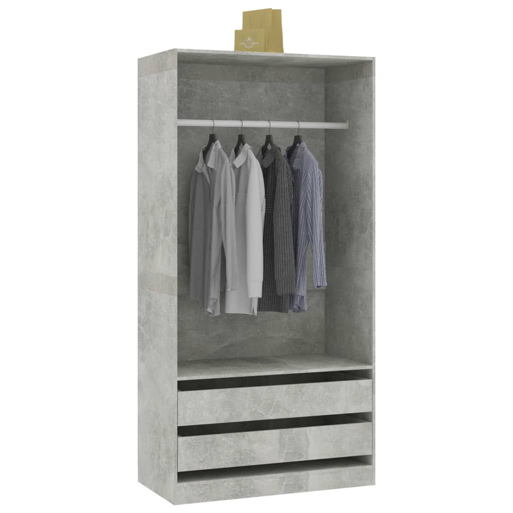 Wardrobe concrete gray 100x50x200 cm made of wood