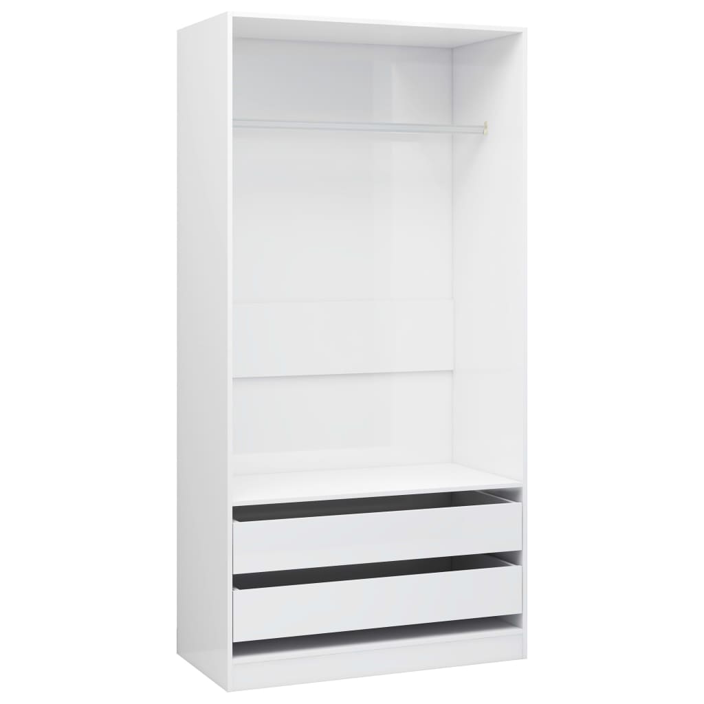 Wardrobe high-gloss white 100x50x200 cm made of wood