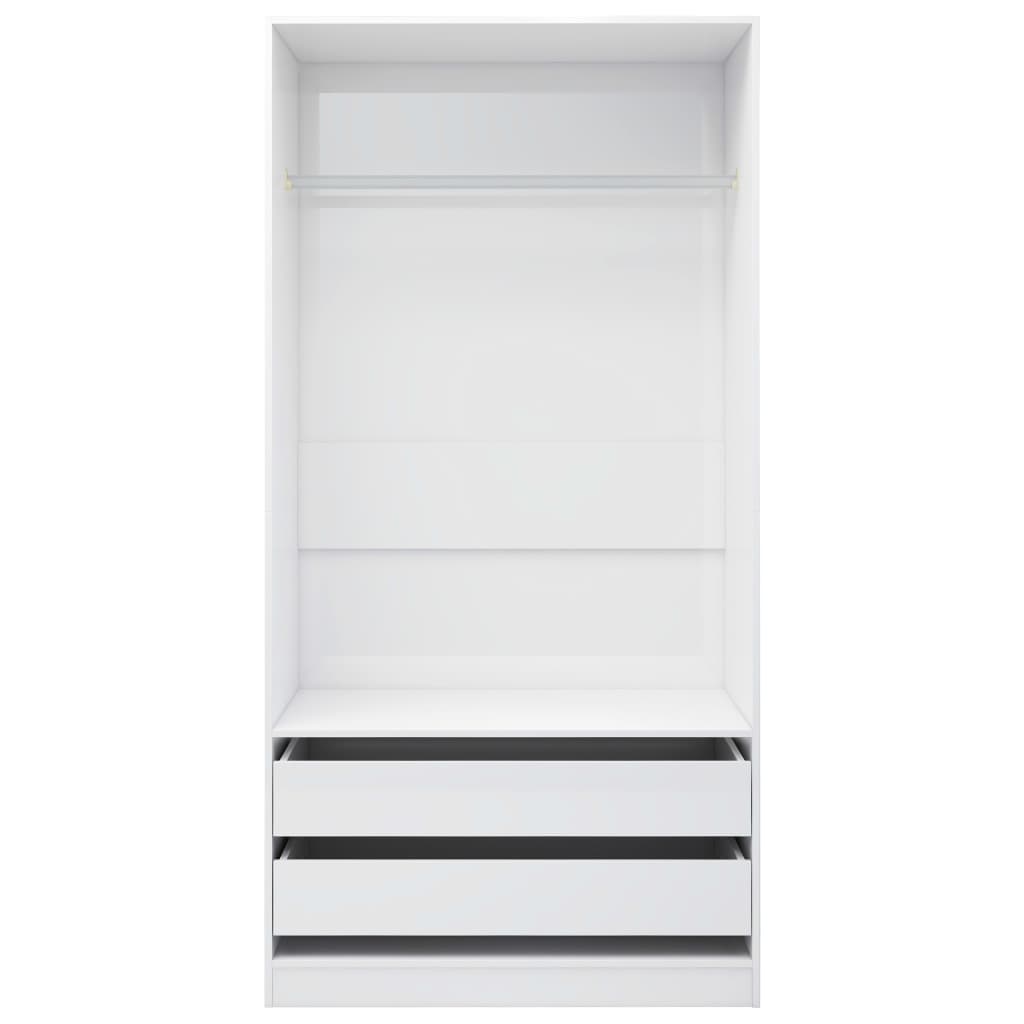 Wardrobe high-gloss white 100x50x200 cm made of wood
