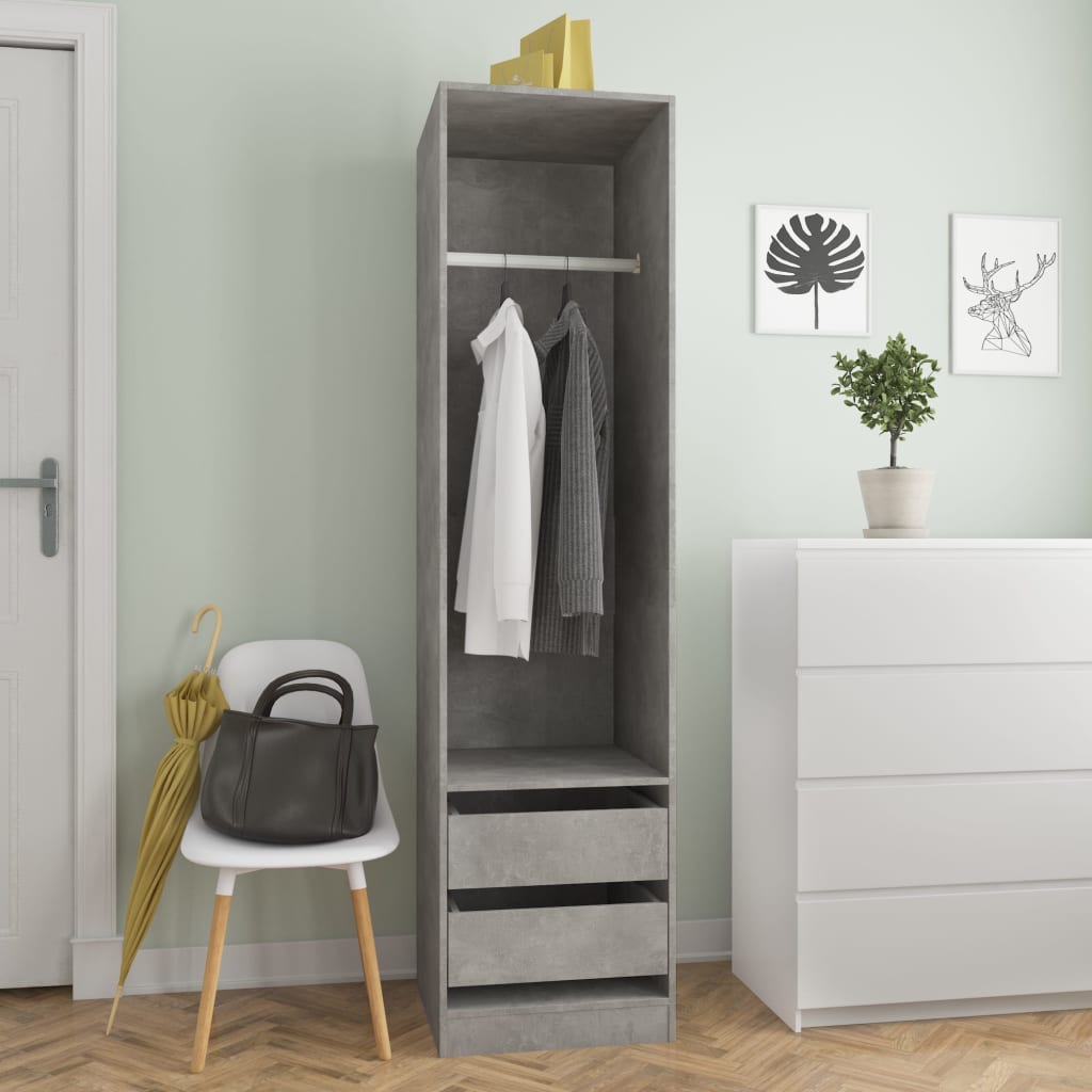 Wardrobe drawers concrete gray 50x50x200cm wood material