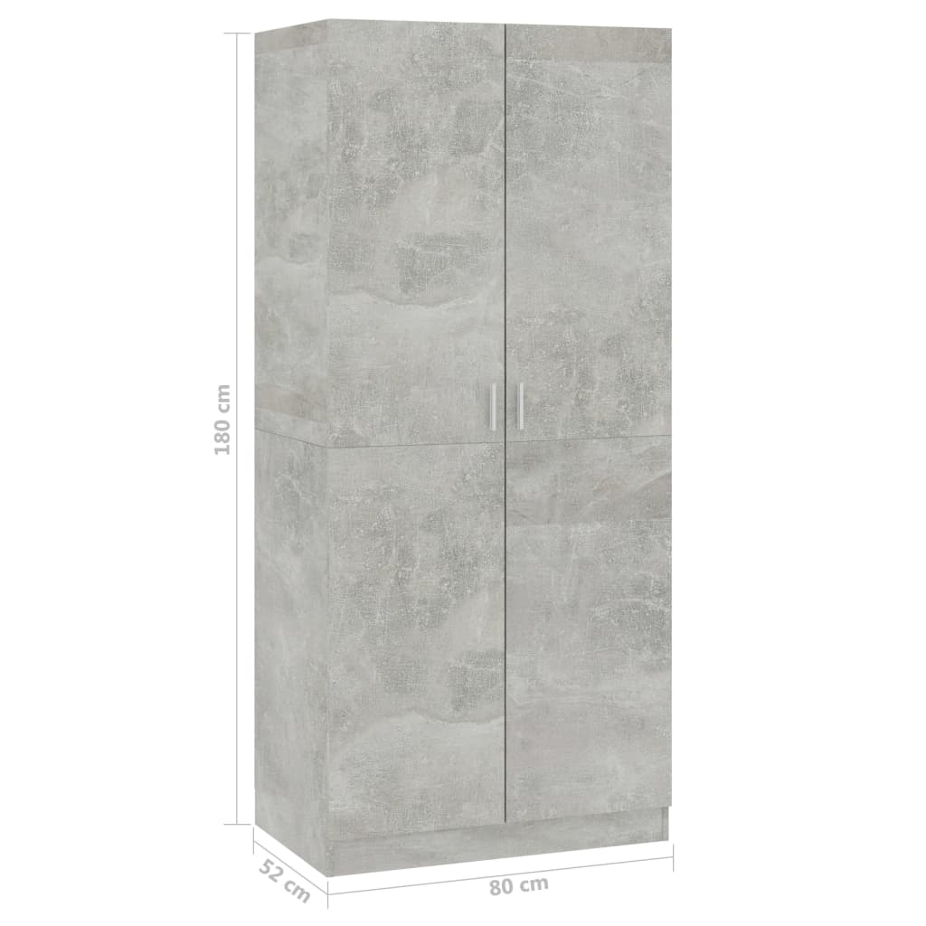Wardrobe concrete gray 80x52x180 cm made of wood