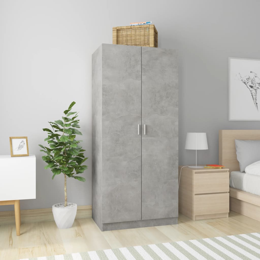 Wardrobe concrete gray 80x52x180 cm made of wood