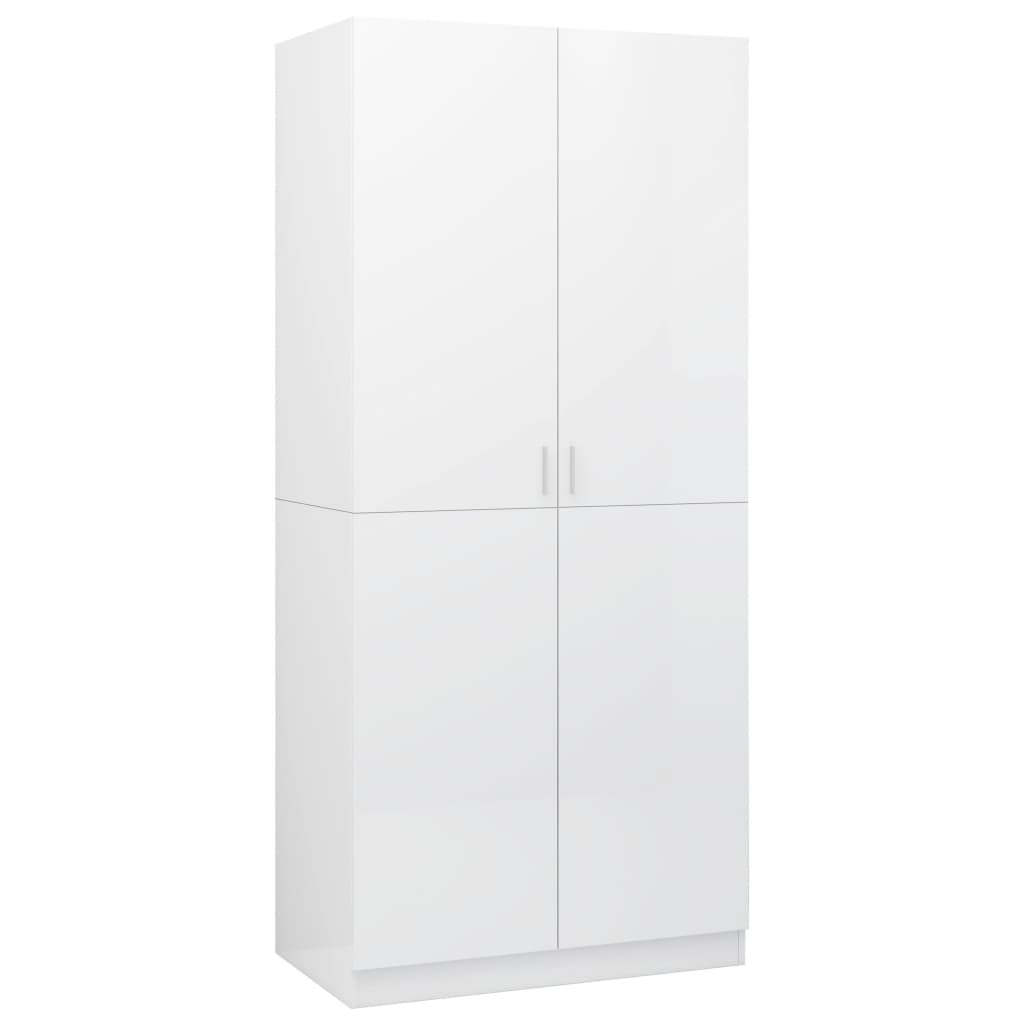 Wardrobe high-gloss white 80x52x180 cm made of wood