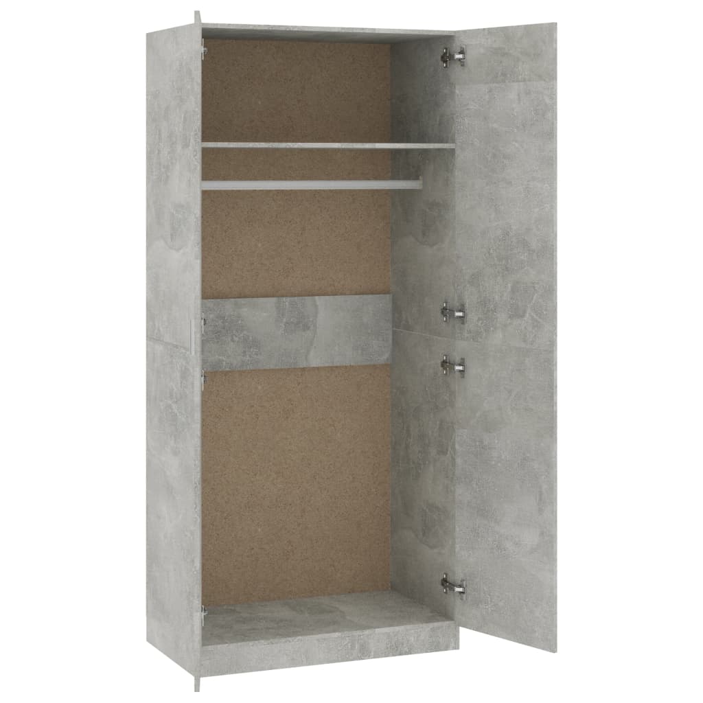 Wardrobe concrete gray 90x52x200 cm made of wood