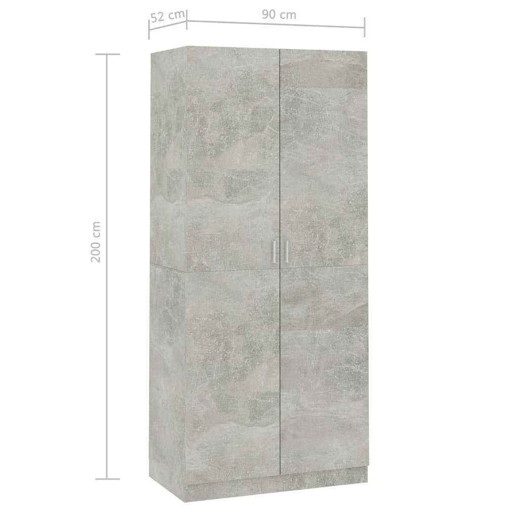 Wardrobe concrete gray 90x52x200 cm made of wood