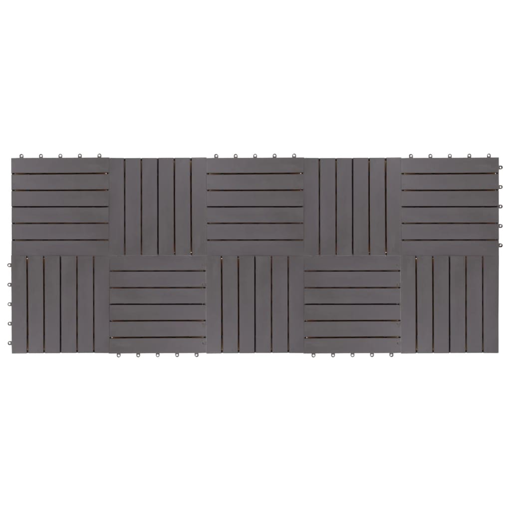 Terrace tiles 10 pieces gray 30 x 30 cm solid acacia wood
