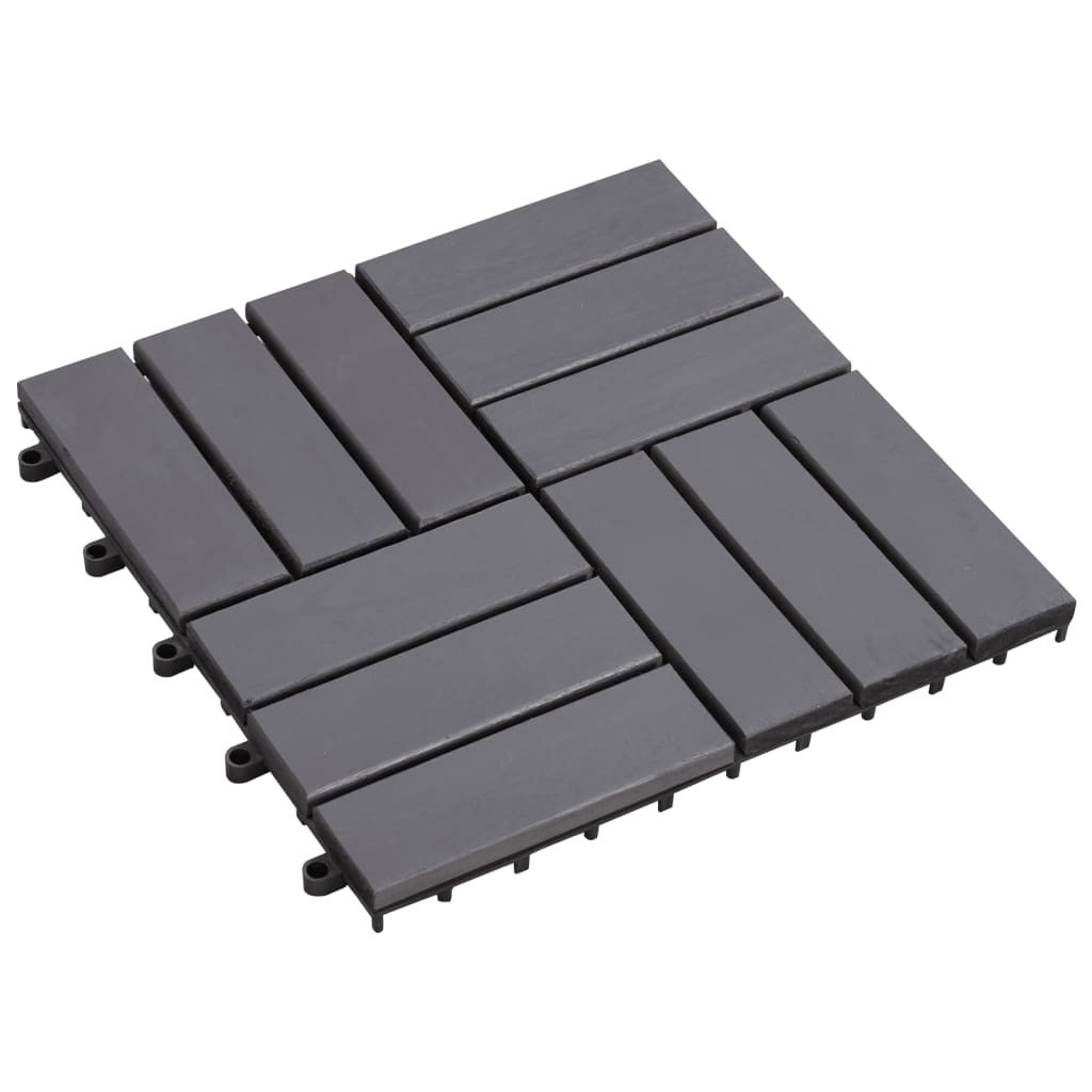 Terrace tiles 10 pcs. Gray 30×30 cm solid acacia wood
